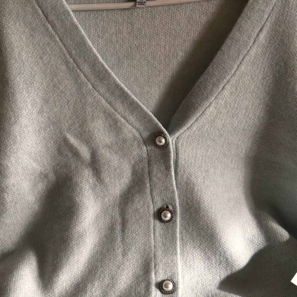 Celebrity Pink Soft Blue pearl Button-Up Cardigan - Picture 4 of 14